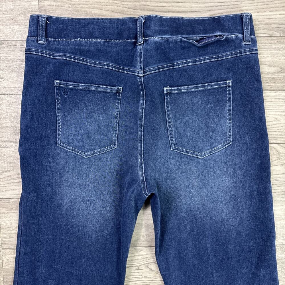 Betabrand Straight Leg Pull On Denim Jeans High Rise Dark Wash Large Long - Picture 6 of 6